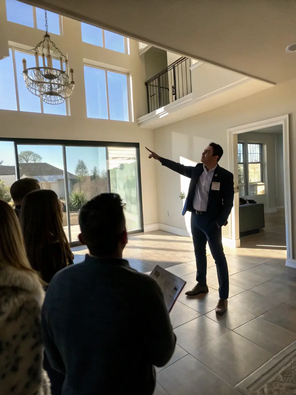 An image of a real estate agent showing a property to prospective tenants, emphasizing the comprehensive leasing services offered by PPG Homes.